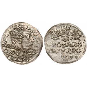Poland 3 Groszy 1598 Poznan Sigismund III Vasa (1587-1632). Obverse: Crowned bust right. Reverse: Value; divided date...