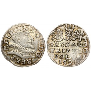 Poland 3 Groszy 1598 Lublin Sigismund III Vasa (1587-1632). Obverse: Crowned bust right. Reverse: Value; divided date...