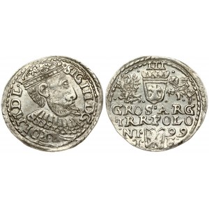 Poland 3 Groszy 1599 Olkusz Sigismund III Vasa (1587-1632). Obverse: Crowned bust right. Reverse: Value; divided date...