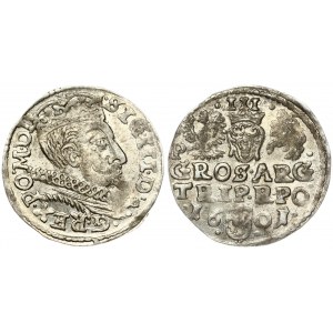 Poland 3 Groszy 1601 Poznan Sigismund III Vasa (1587-1632). Obverse: Crowned bust right. Reverse: Value; divided date...