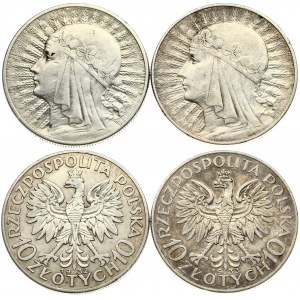 Poland 10 Zlotych 1932 & 1933. Obverse: National arms flanked by value. Legend: RZECZPOSPOLITA POLSKA. Reverse...