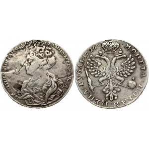 Russia 1 Rouble 1726 Catherine I (1725-1727). Obverse: Bust left. Reverse: Crown above crowned double-headed eagle. ...