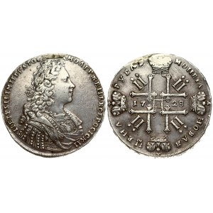 Russia 1 Rouble 1728 Moscow. Peter II (1727-1729). Obverse: Laureate bust right. Reverse...