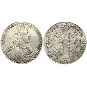 Russia 1 Rouble 1729 Moscow.  Peter II (1727-1729) Obverse: Laureate bust right. Reverse...