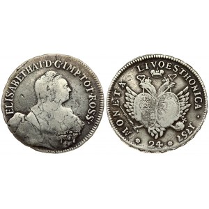 Russia For Livonia 24 Kopecks 1757 Elizabeth (1741-1762) Obverse: Bust facing right and surrounded by legend. Lettering...