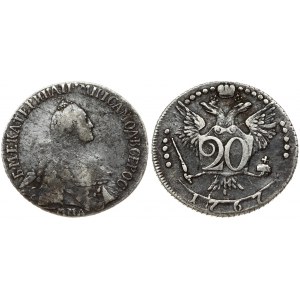 Russia 20 Kopecks 1767 ММД Moscow. Catherine II (1762-1796). Obverse: Crowned bust right. Reverse: Crowned double...
