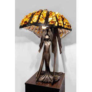 Bursztynowa lampa Tiffany Flying Lady