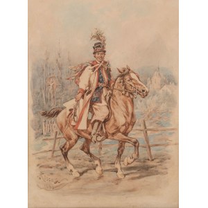 Juliusz KOSSAK (1824-1899), Drużba krakowski na koniu, 1888