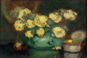 Alfons KARPIŃSKI (1875-1961), Żółte róże w zielonym wazonie, 1933