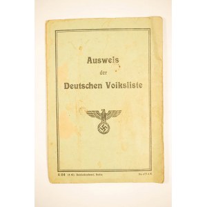 [SZAMOTUŁY] AUSWEIS DER Deutschen Volksliste - Dokument dla Volksdeutscha [mężczyzny], 1941r., RZADKIE