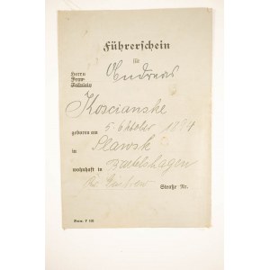 PRAWO JAZDY [1937r.] - Führerschein , dokument ze zdjęciem