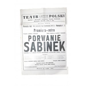 [AFISZ] Teatr Polski w Poznaniu, premiera - retro Porwanie Sabinek, 1.IV.1975r., 42,5 x 60,5cm