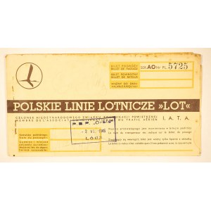 [PLL LOT BILET] Oryginalny bilet lotniczy PLL LOT na przelot w dniu 6.VI.1945r. na trasie Łódź - Poznań, BARDZO RZADKIE!