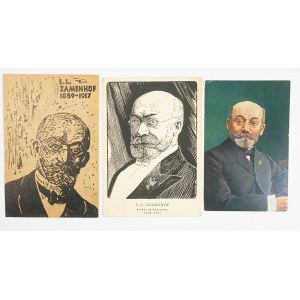Zestaw 3 różnych pocztówek z twórcą języka esperanto Ludwikiem Zamenhofem
