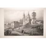 [WILNO] Widok przedmieścia Snipiszek w Wilnie i figura Zbawiciela przy kościele Sgo. Rafała, 1849r. Album de Wilna, RZADKIE