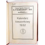 [BYDGOSZCZ] Kalendarz kieszonkowy na rok 1932, oprawiony w skórę, z ołówkiem, wydany przez Fabryka Sygnałów Kolejowych C. FIEBRANDT i Ska, Bydgoszcz