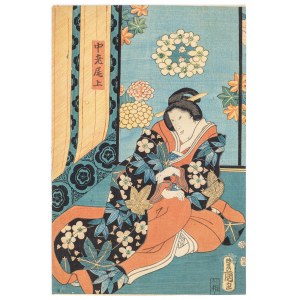 Utagawa Kunisada (1786-1864), Oczekująca w głębi domu, 1847-1853
