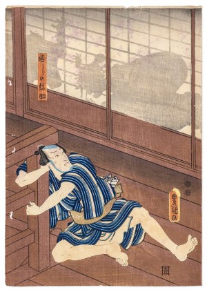 Utagawa Kunisada (1786-1864), Zasadzka na złodzieja mleka, 1857