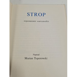 TOPOROWSKI Marian – Strop. Wspomnienie warszawskie, egz. nr 157 [Józefa] Wacława Zawadzkiego.