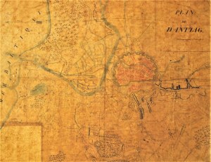 GDAŃSK. Rękopiśmienny plan Gdańska podczas oblężenia z 1807 r.