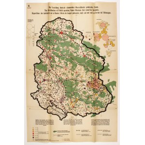 GÓRNY ŚLĄSK - PLEBISCYTY. Zestaw trzech map (z opisami w trzech jęz.: niem., ang., franc.) i broszury stanowiącej do nich komentarz; niemiecki materiał propagandowy dowodzący tezy o niemieckim prawie do zachowania całości Górnego Śląska.