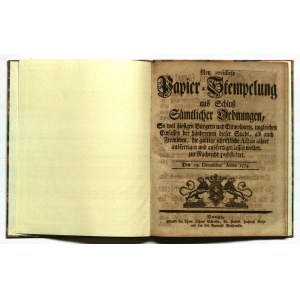 GDAŃSK. Taryfikator opłat sądowych i notarialnych na rok 1775. Wyd. Thomas Johann Schreiber (Drukarz Rady Miejskiej i Gimnazjum Miejskiego), Gdańsk 1774