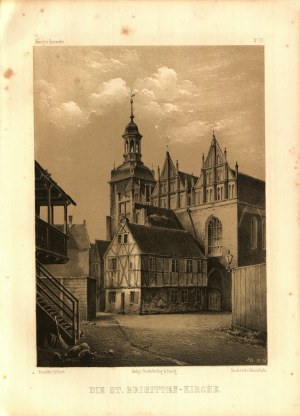 GDAŃSK - GRETH Julius, GOTTHEIL Julius. Danzigs alterthümliche Gebäude. In artistischer und historischer Bedeutung dargestellt, album widoków miasta, zawiera 26 tablic przedstawiających reprezentacyjne budowle Gdańska.