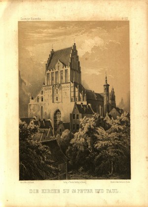 GDAŃSK - GRETH Julius, GOTTHEIL Julius. Danzigs alterthümliche Gebäude. In artistischer und historischer Bedeutung dargestellt, album widoków miasta, zawiera 26 tablic przedstawiających reprezentacyjne budowle Gdańska.