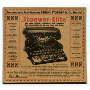 SZCZECIN - STOEWER. Reklama maszyny do pisania Stoewer-Elite.