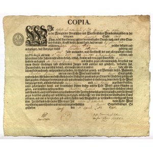 CHOJNICE. Świadectwo czeladnicze dla murarza Christiana Fuckerta z Chojnic, wystawione przez starszych cechu 11 kwietnia 1790 r.
