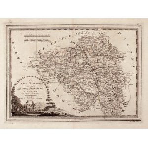 GÓRNY ŚLĄSK. Mapa Górnego Śląska; zaznaczone Księstwo Opolskie; Giovanni Maria Cassini