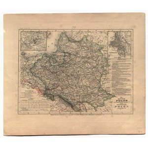 KRÓLESTWO POLSKIE. Mapa Królestwa Polskiego w 1815 r. oraz ziem I Rzeczypospolitej w 1772 r.; Meyer's Zeitungs-Atlas