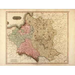 POLSKA, LITWA. Mapa ziem polskich po rozbiorach; N.R. Hewitt, John Thompson