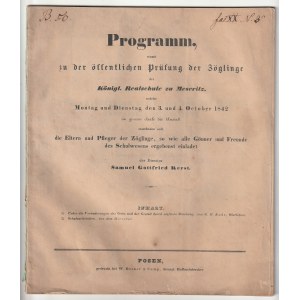 MIĘDZYRZECZ. Program Królewskiej Szkoły Realnej na rok 1842