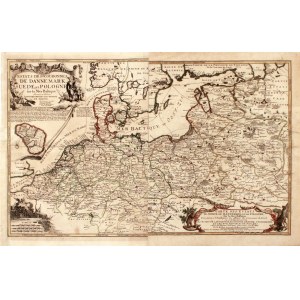 POLSKA, NIEMCY, DANIA. Mapa Polski, Niemiec, Liwonii, Danii, a także części Szwecji i Norwegii; Nicolas de Fer