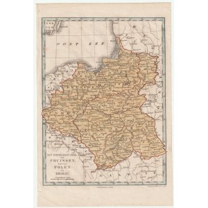 POLSKA, WOLNE MIASTO KRAKÓW, PRUSY. Mapa ziem zaboru rosyjskiego i pruskiego z Wolnym Miastem Krakowem; Baarsel & Tuyn