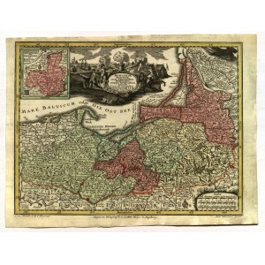 POMORZE, PRUSY. Mapa Pomorza i Prus; Matthäus Seutter, Tobias Conrad Lotter