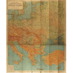 EUROPA WSCHODNIA. Mapa samochodowa Europy Wschodniej; John Bartholomew & Sohn LTD, Edynburg-Londyn 1939, The Edinburgh Gegraphical Institute