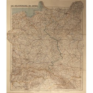 POLSKA. Jedna z pierwszych oficjalnych map przedstawiających hitlerowski „nowy porządek na wschodzie”; Justus Perthes