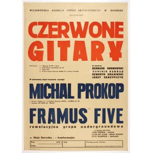 GDAŃSK - CZERWONE GITARY. Afisz promujący koncert z 1970 r.