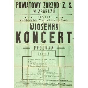 ZBARAŻ. Afisz informujący o Wiosennym Koncercie organizowanym przez Powiatowy Zarząd ZS w Zbarażu