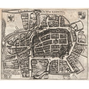 ŚWIDNICA. Plan miasta; pochodzi z: Martin Zeiller, Itinerarium Germaniae et regnorum vicinorum