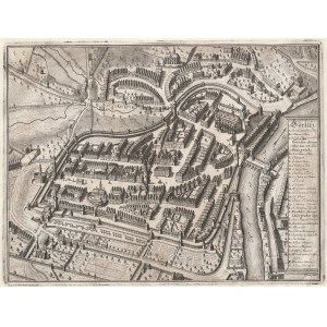 ZGORZELEC. Widok miasta z lotu ptaka; ryt. J. Sinit, ok. 1640