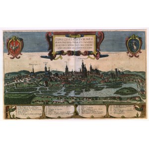 LUBLIN. Panorama miasta; pochodzi z: Civitates Orbis Terrarum, oprac. Georg Braun i Frans Hogenberg, wyd. Abraham Hogenberg, Kolonia 1617