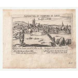 SŁUBICE, FRANKFURT NAD ODRĄ. Panorama miasta; pochodzi z: Meissner, Daniel, Thesaurus Philopoliticus, wyd. Eberhard Kieser, Frankfurt n. Menem 1621-1631