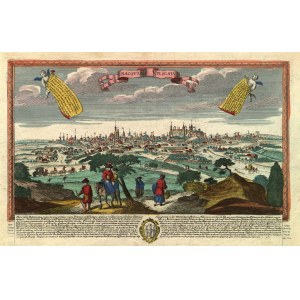 KRAKÓW. Panorama miasta od północnego zachodu; wyd. Joseph Friedrich Leopold, Augsburg, ok. 1720