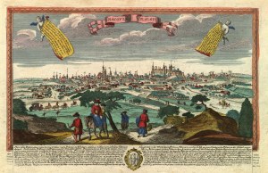 KRAKÓW. Panorama miasta od północnego zachodu; wyd. Joseph Friedrich Leopold, Augsburg, ok. 1720