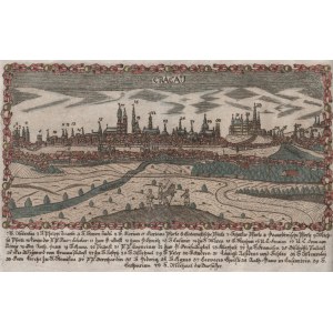 KRAKÓW. Panorama miasta; pochodzi z: Sächsischer Postillion, Johann Christian Schlenker, Löbau 1803