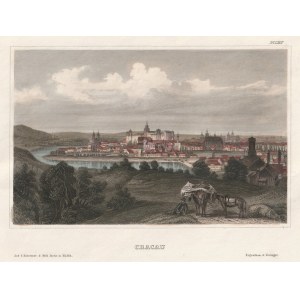 KRAKÓW. Panorama miasta; pochodzi z: Meyer's Universum, wyd. Kunstanstalt der Bibliographischen Inststituts, Hildburghausen (1833-1860)