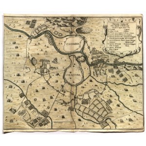 KRAKÓW. Plan oblężenia Krakowa przez wojska polskie i austriackie, oprac. Isidoro Affaitati, Wiedeń 1670